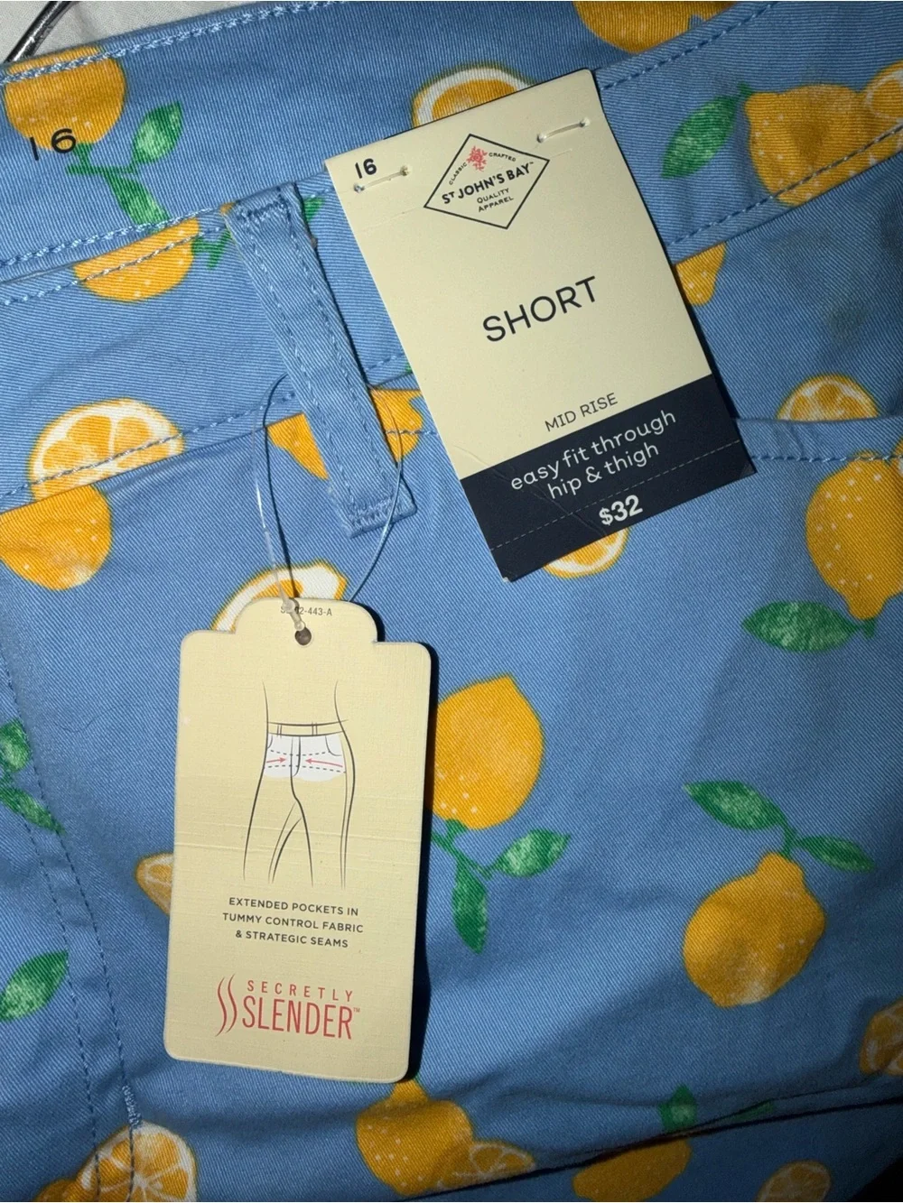 St. John's Bay Blue Lemon Print Shorts - Picture 5 of 8
